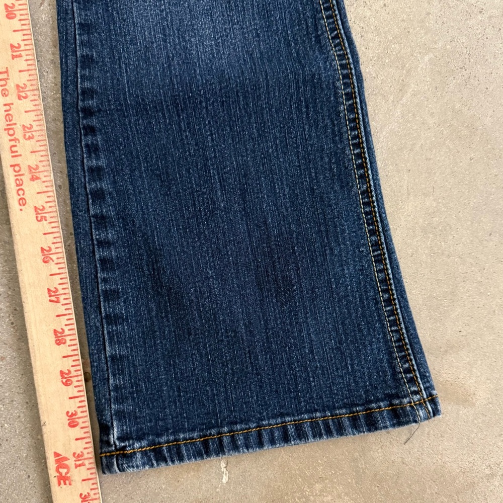 Vintage Y2K L2 Low Rise Flared Dark Faded Wash Denim Jeans Size 3 - Picture 3 of 6
